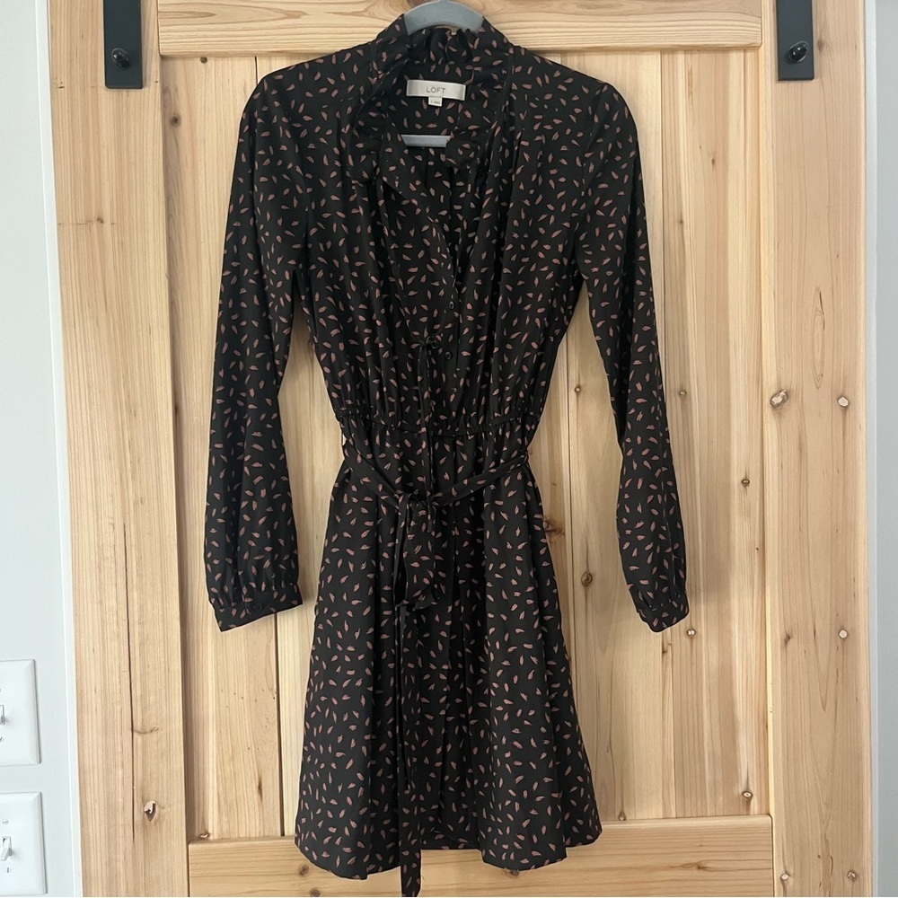 LOFT Black Dress with Pink Accents